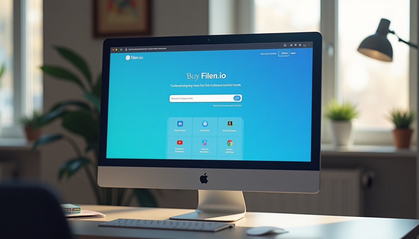 realistic screenshot of a computer screen displaying the Filen download page on filen.io with the Windows installer button highlighted