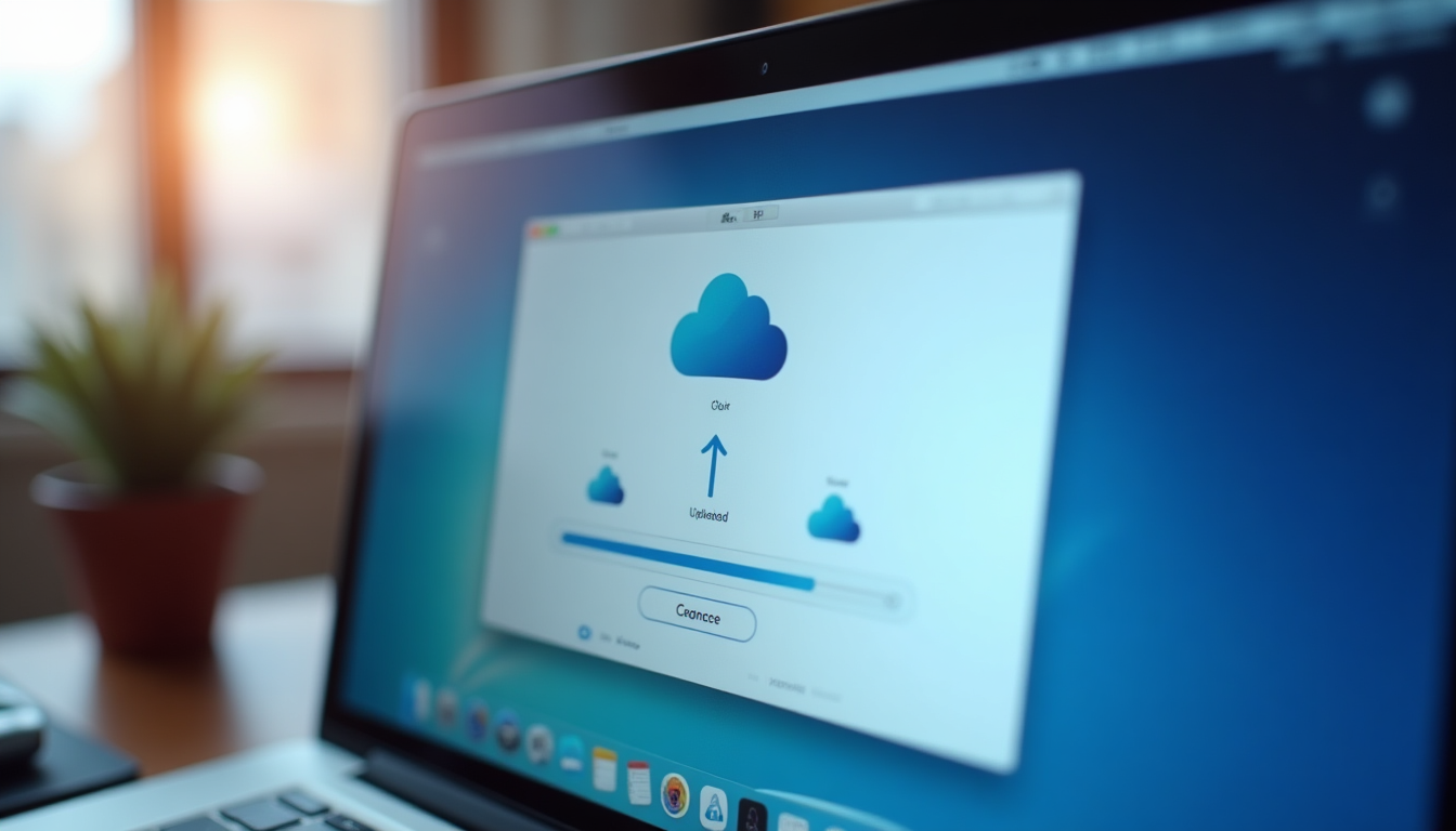photo of a Mac desktop computer screen showing a simple cloud backup application running