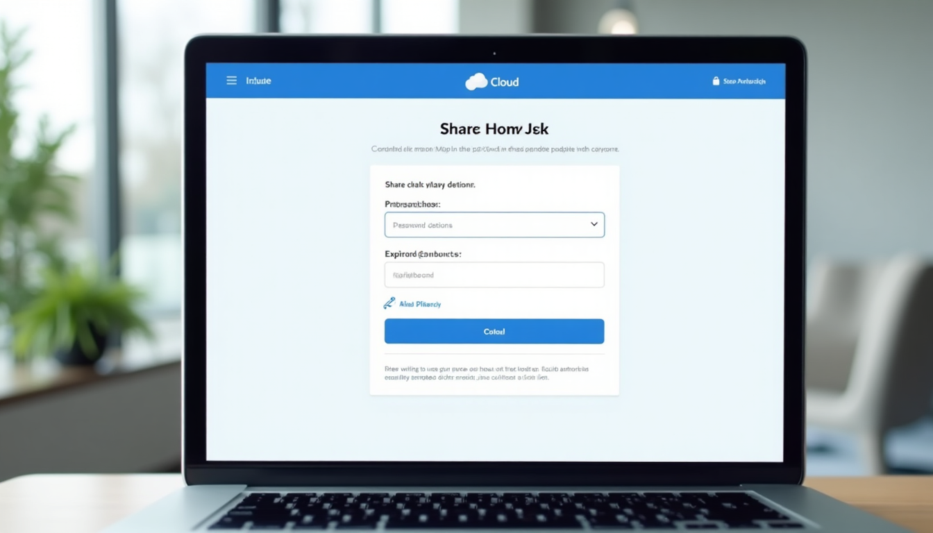 realistic screenshot of pCloud share link generation dialog with security options